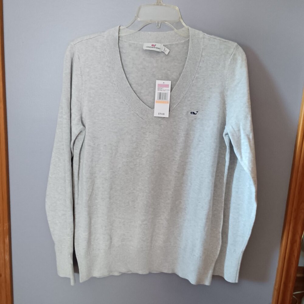 New Vineyard Vines Heritage Cotton V Neck Sweater, size S